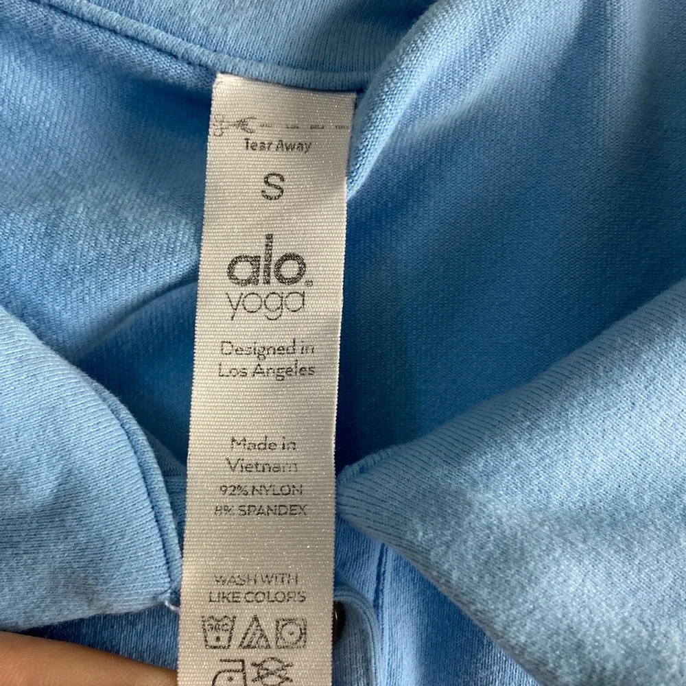 ALO Yoga Light Blue Cropped Polo Top